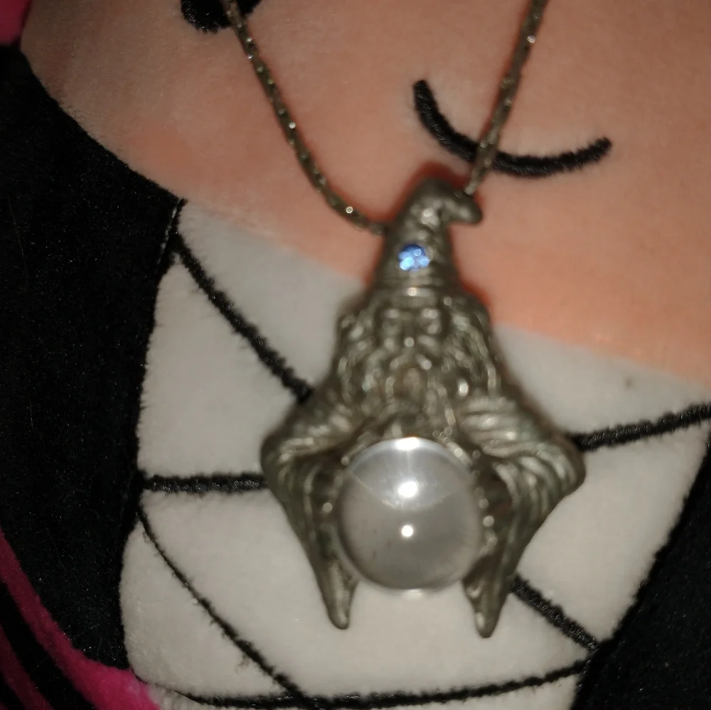 Vintage 925 Silver Chain Necklace Wizard has blue stone & crystal ball 1980 - Picture 3 of 5
